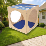 Whitney Brothers® Toddler Acrylic Sky Top Play Cube and Mat styled in a sunny backyard, shown finish