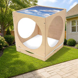 Whitney Brothers® Toddler Acrylic Sky Top Play House Cube styled in a sunny backyard, house style