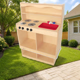 Whitney Brothers® Toddler Sink And Stove styled in a sunny backyard, shown finish