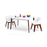 Wildkin Modern Kindergarten Table & Chair Set - White Table Espresso Legs w/ White Chairs kids kids furniture in White finish