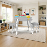 Wildkin Scandi Lunch Table & Chair Set - White/Gray styled in a bright kids' bedroom, White and Grey