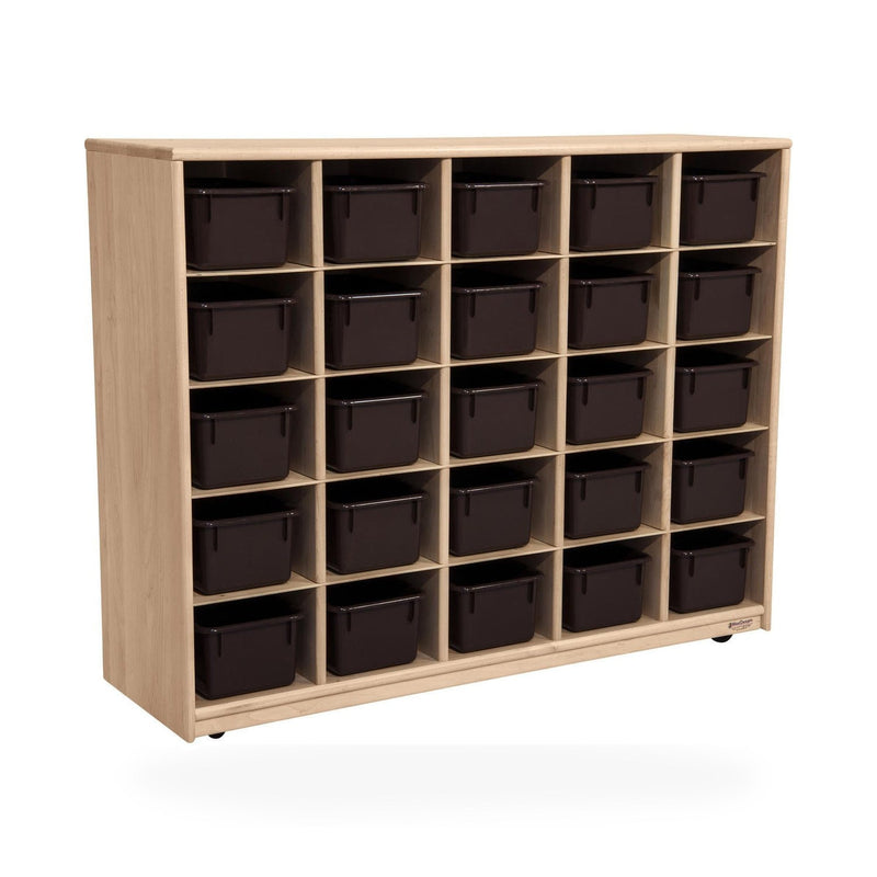 Maple Heritage (25) Cubby Tray Storage with Brown Trays