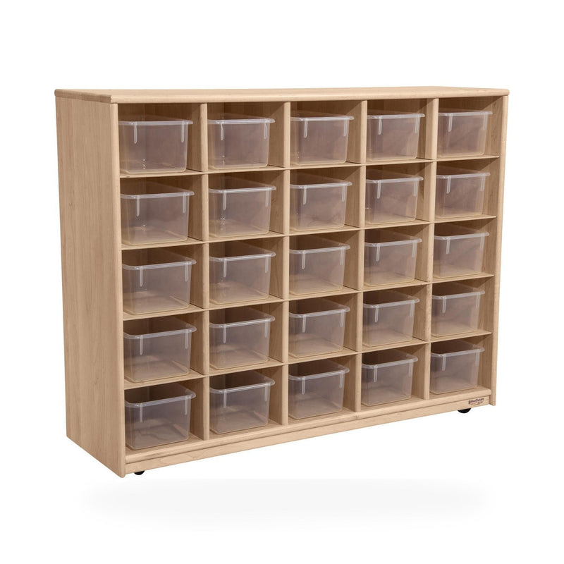 Maple Heritage (25) Cubby Tray Storage with Translucent Trays