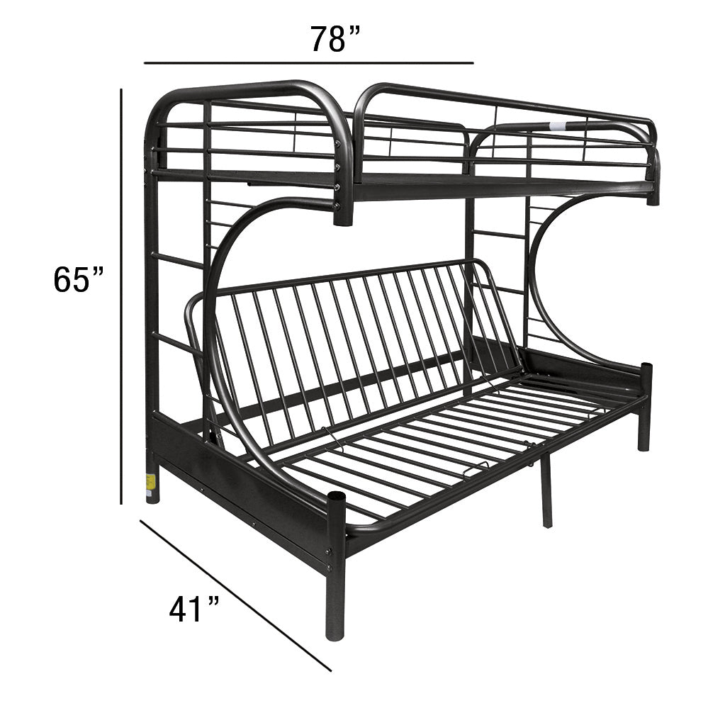 Eclipse Twin/Full Futon Metal Bunk Bed #color_Black