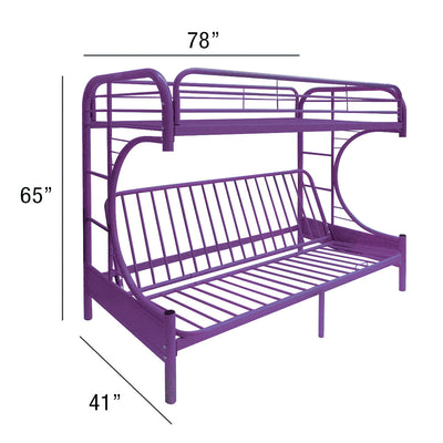 Eclipse Twin/Full Futon Metal Bunk Bed #color_Purple