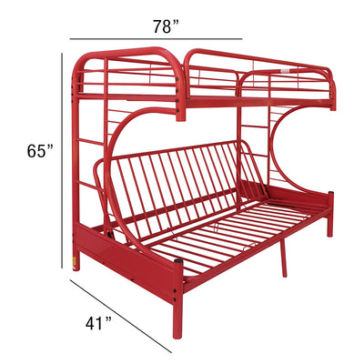 Eclipse Twin/Full Futon Metal Bunk Bed #color_Red