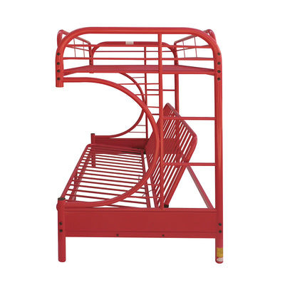 Eclipse Twin/Full Futon Metal Bunk Bed #color_Red