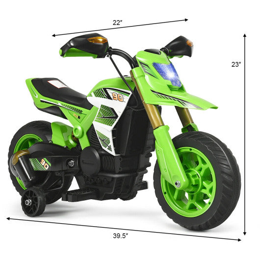 6V Electric Kids Ride-On Battery Motorcycle with Training Wheels -Green