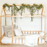 Montessori House Bed with Rails – Low-profile wooden floor bed for kids, promoting independence, safety, and cozy sleep – MonkeyBunks.com.