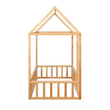 Montessori House Bed with Rails – Low-profile wooden floor bed for kids, promoting independence, safety, and cozy sleep – MonkeyBunks.com.