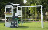 2MamaBees Reign Two-Story Playhouse Backyard Playhouse 2mamabees playhouse Two story wooden playhouse
