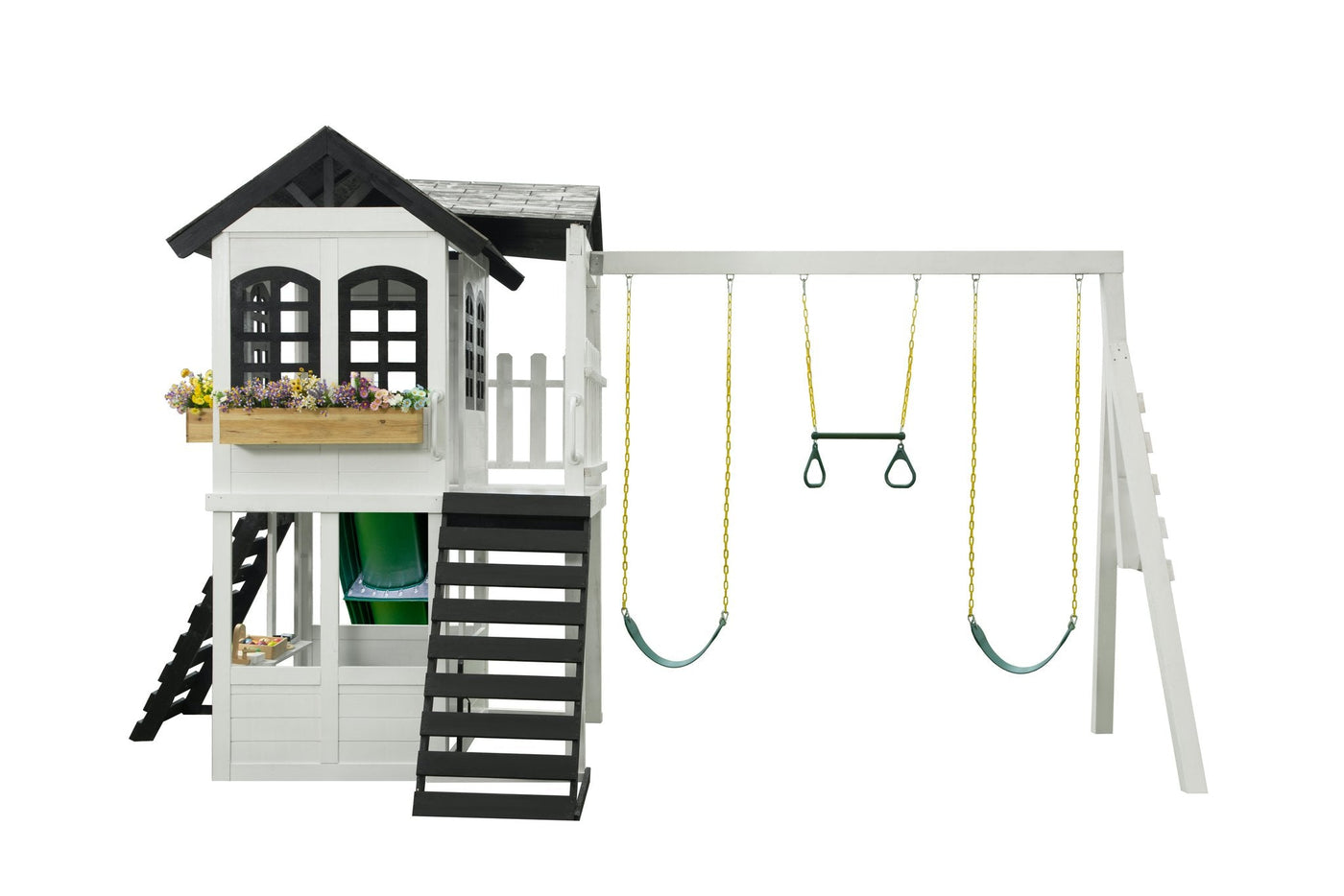 2MamaBees Reign Two-Story Playhouse Backyard Playhouse 2mamabees playhouse Two story wooden playhouse