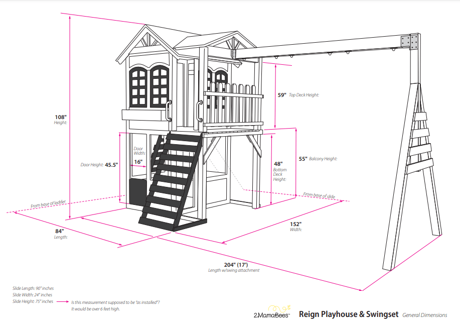 2MamaBees Reign Two-Story Playhouse Backyard Playhouse 2mamabees playhouse Two story wooden playhouse