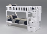 White Peppermint Bunk Bed – Stylish and sturdy twin/twin or twin/full bunk bed, perfect for kids' rooms with a space-saving design – MonkeyBunks.com.