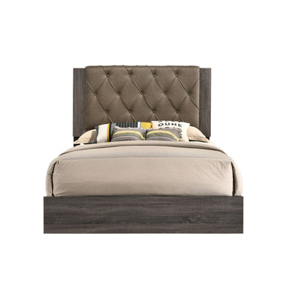 ACME Avantika Queen Bed #color_Fabric & Rustic Gray Oak