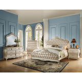 ACME Chantelle California King Bed #color_Rose Gold PU & Pearl White