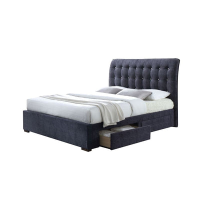 ACME Drorit Queen Bed #color_Dark Gray Fabric