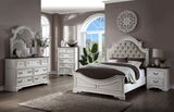 ACME Florian Queen Bed #color_ Beige PU & Antique White