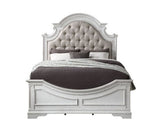 ACME Florian Queen Bed #color_ Beige PU & Antique White