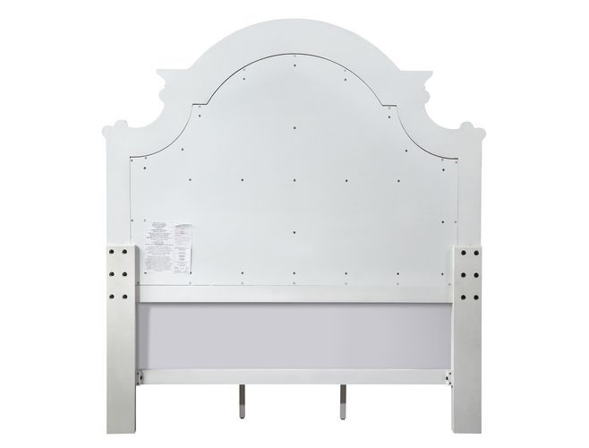 ACME Florian Queen Bed #color_ Beige PU & Antique White