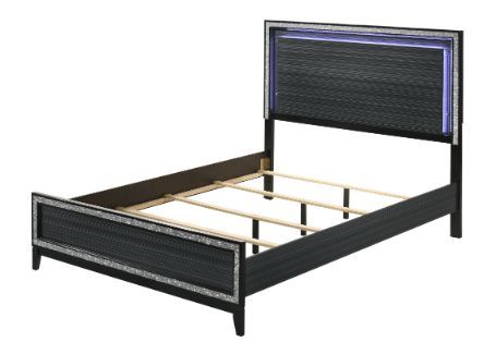 ACME Haiden Eastern King Bed #color_LED & Weathered Black