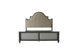 ACME House Beatrice Queen Bed #color_Two Tone Beige Fabric, Charcoal & Light Gray