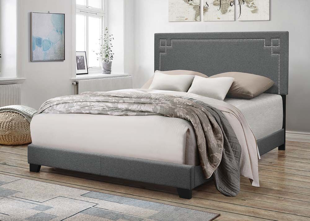 ACME Ishiko II Eastern King Bed #color_Gray Fabric