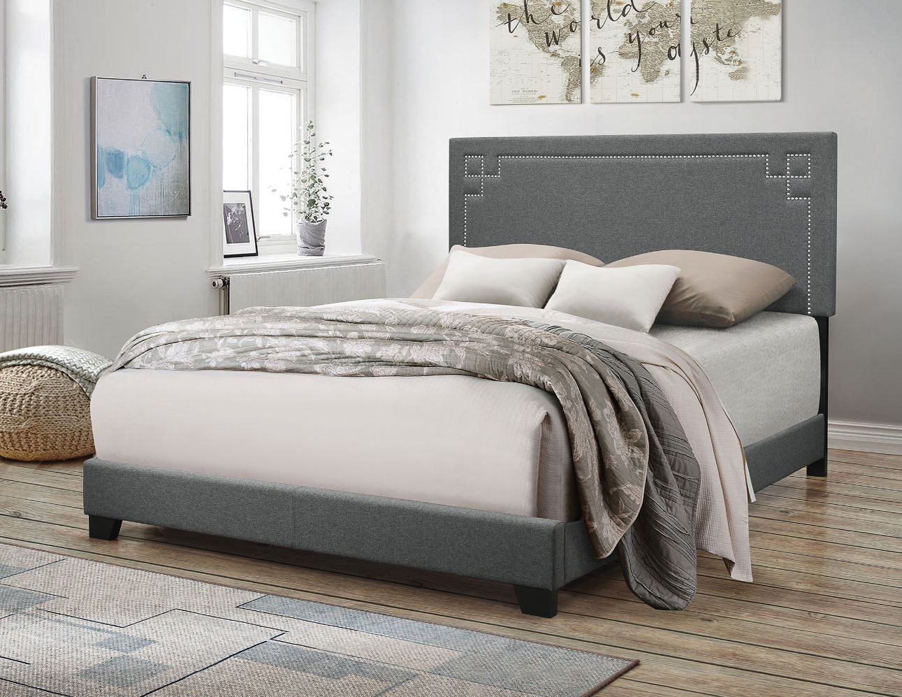 ACME Ishiko II Queen Bed #color_Gray Fabric