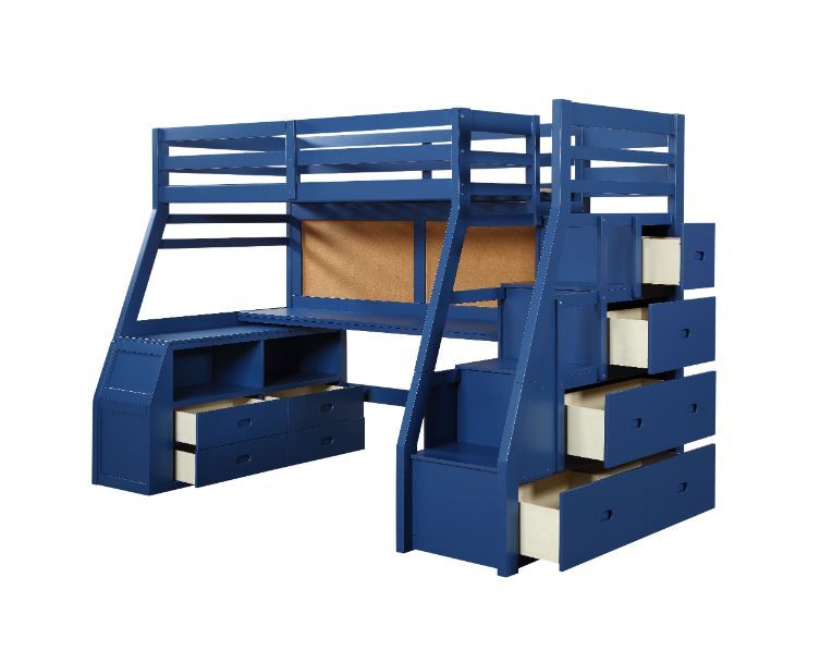 ACME Jason II Twin Bed #color_Navy Blue