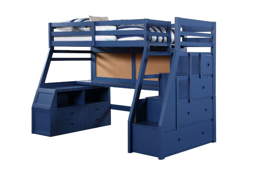 ACME Jason II Twin Bed #color_Navy Blue