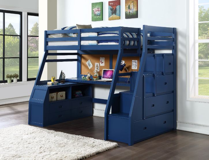 ACME Jason II Twin Bed #color_Navy Blue