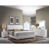 ACME Lorimar Queen Bed #color_White PU & Chrome Leg