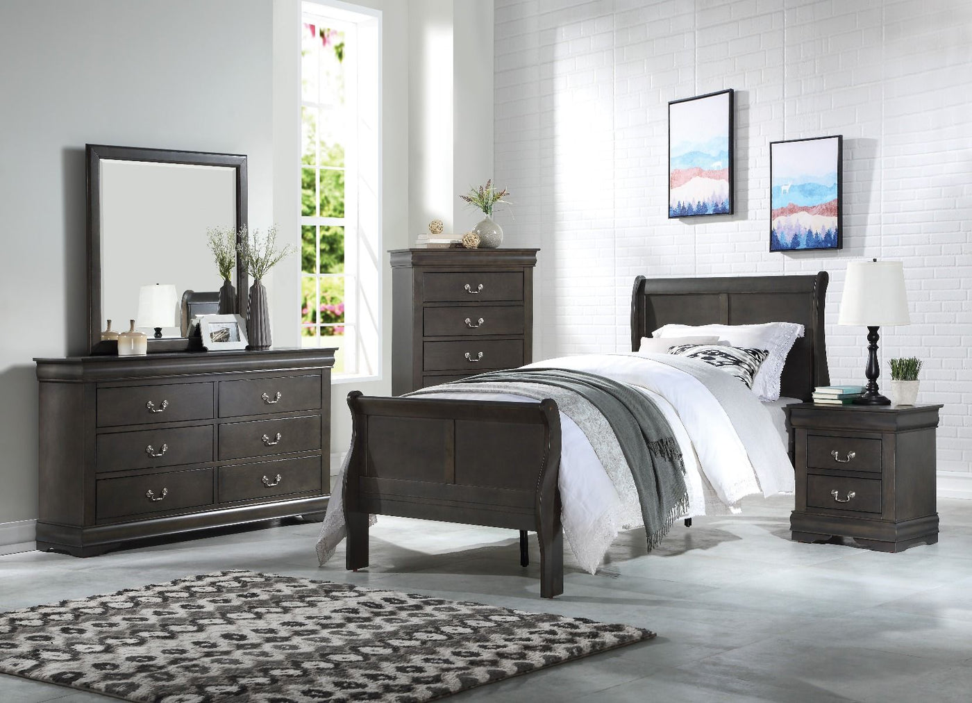 ACME Louis Philippe Full Bed #color_Dark Gray