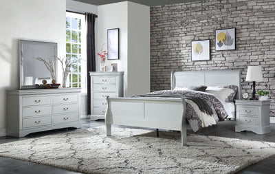 ACME Louis Philippe Twin Bed #color_Platinum