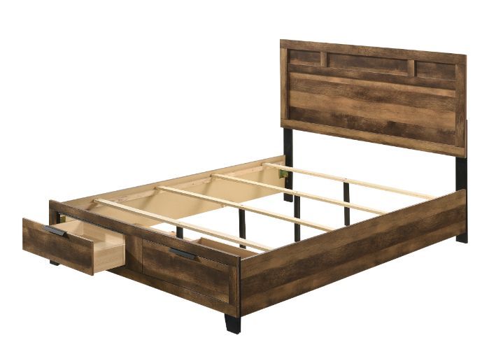 ACME Morales Eastern King Bed #color_Rustic Oak