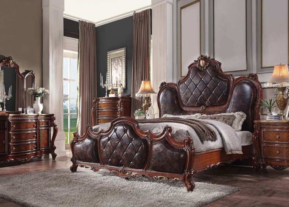 ACME Picardy Eastern King Bed #color_Cherry Oak