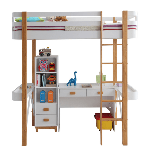Rutherford Twin Loft Bed with Bookshelf and Desk