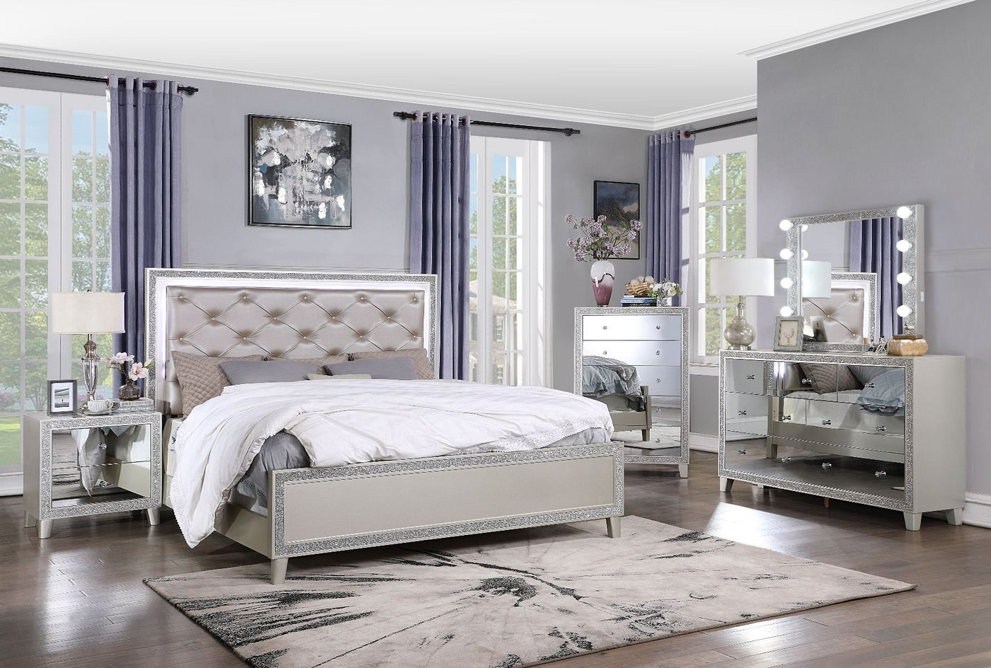 ACME Sliverfluff California King Bed #color_Grey