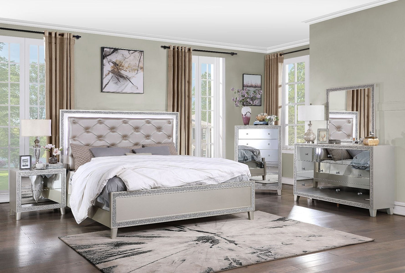 ACME Sliverfluff Eastern King Bed #color_Grey