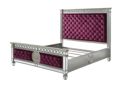 ACME Varian Eastern King Bed #color_Burgundy-Velvet