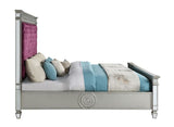 ACME Varian Queen Bed #color_Burgundy Velvet & Mirrored