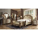 ACME Vendome Queen Bed #color_Brass PU & Gold Patina