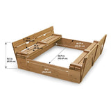 Covered Convertible Cedar Sandbox with Two Bench Seats