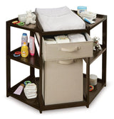 Diaper Corner Baby Changing Table with Hamper and Basket