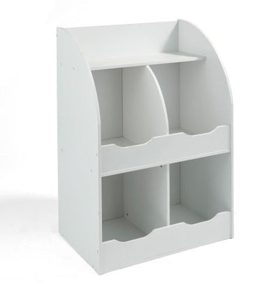 Four Bin Storage Cubby with Bookshelf