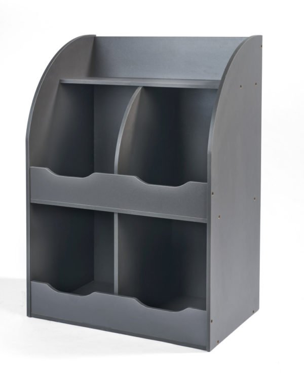 Four Bin Storage Cubby with Bookshelf