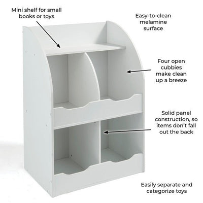 Four Bin Storage Cubby with Bookshelf