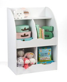 Four Bin Storage Cubby with Bookshelf