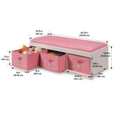 Kid's Storage Bench with Cushion and Three Bins