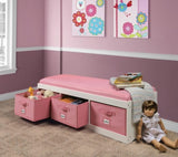 Kid's Storage Bench with Cushion and Three Bins